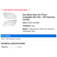 thumbnail image 2 of Door Mirror Glass Set 2 Piece - Compatible with 1984 - 1996 Chevy Corvette 1985 1986 1987 1988 1989 1990 1991 1992 1993 1994 1995, 2 of 2