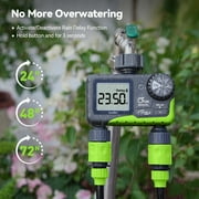 RainPoint Sprinkler Timer, Programmable Manual and Automatic Garden Hose Watering System with Rain Delay, IP65 Waterproof Digital Irrigation for Yard, Lawn, Pool, 2 Outlets Green - ITV205