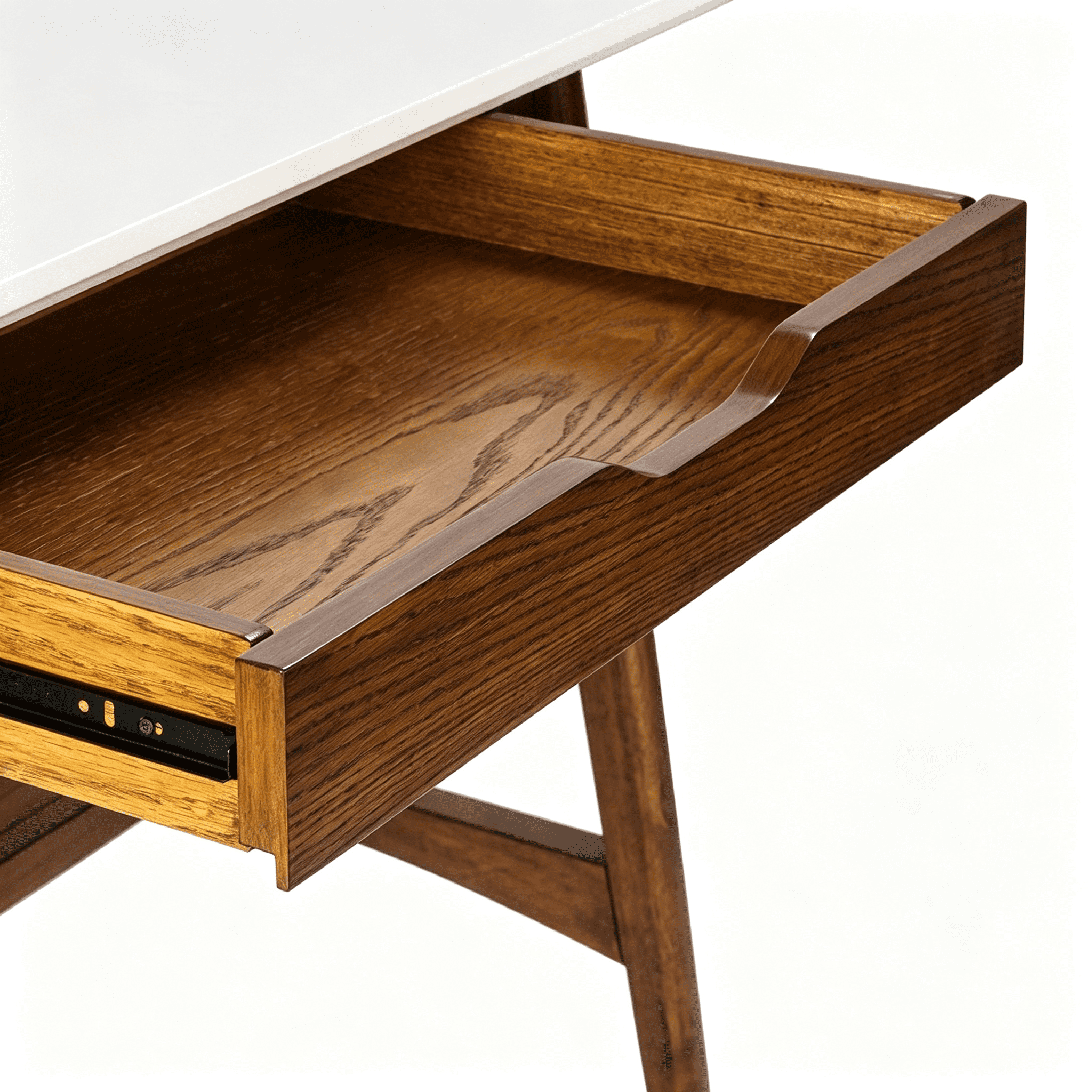 Asteroutdoor Desk with White Top and Pecan Wood Base, Lower Shelf, Assembly Required