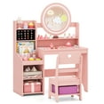 thumbnail image 1 of Gymax Kids Vanity Table Set w/ Lighted LED Mirror Princess Dressing Table w/ Chair Pink, 1 of 10