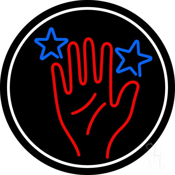 Red Palm White Border LED Neon Sign 18 X 18 - inches Black Square Cut Acrylic Backing, with Dimmer - Bright and Premium built indoor LED Neon Sign for Storefront.