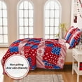 thumbnail image 5 of Christmas Quilt Set Queen/Full Size Xmas Holiday Bedroom Decor Lightweight Bedspread Coverlet Soft Microfiber Bedding Collection Home Red Snowflakes Reversible Quilt, 5 of 7