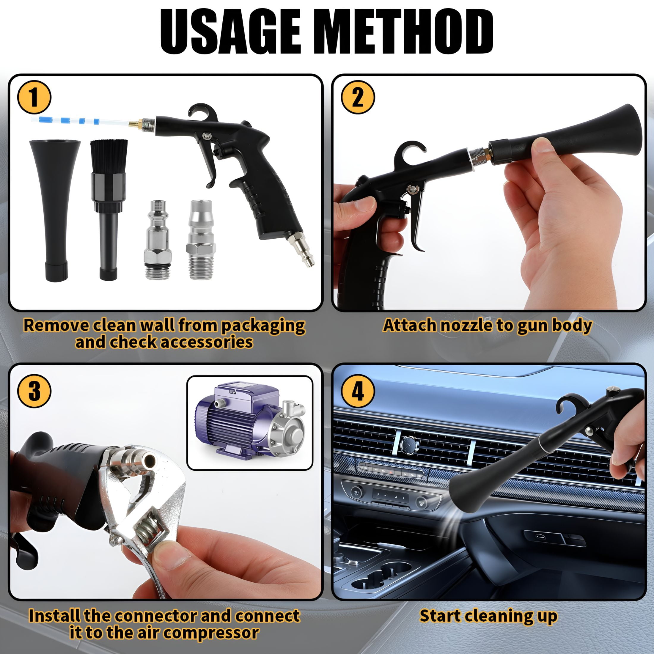 RAGUPEL Car Interior Cleaning Kit Efficient Car Detailing Kit Ergonomic Auto Detailing Tools Multipurpose Car Interior Detailing Kit for Vehicle Upholstery Body Engine Compartment