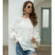 thumbnail image 3 of Suéter de mujer de gran tamaño con cuello en V suelto suéter de punto outwear, 3 of 6