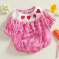 thumbnail image 2 of Coerni First Birthday Outfit Girl Heart Bubble Romper Jumpsuit Bodysuit New Born Waffle Clothes Baby Knitted Embroidered Plaid Onesie, 2 of 8