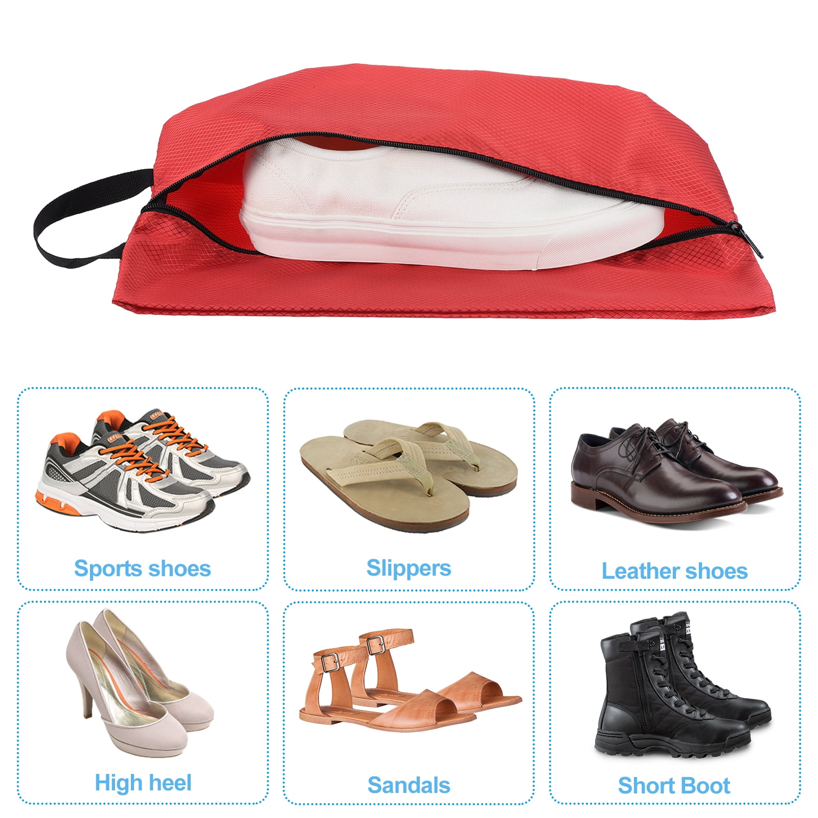 Uxcell Shoe Bags for Travel, Portable Shoe Bag with Zipper for Travel, Red Purple 4 Pack