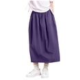 thumbnail image 4 of Miluxas Girl's Midi Skirt with Pockets Casual Flowy Swing Elastic High Waist A-Line Long Boho Skirts Purple 15-16 Years, 4 of 7