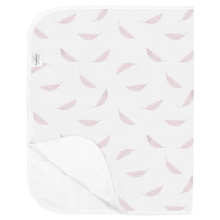 Kushies Portable Changing Pad Organic Jersey Pink Feathers
