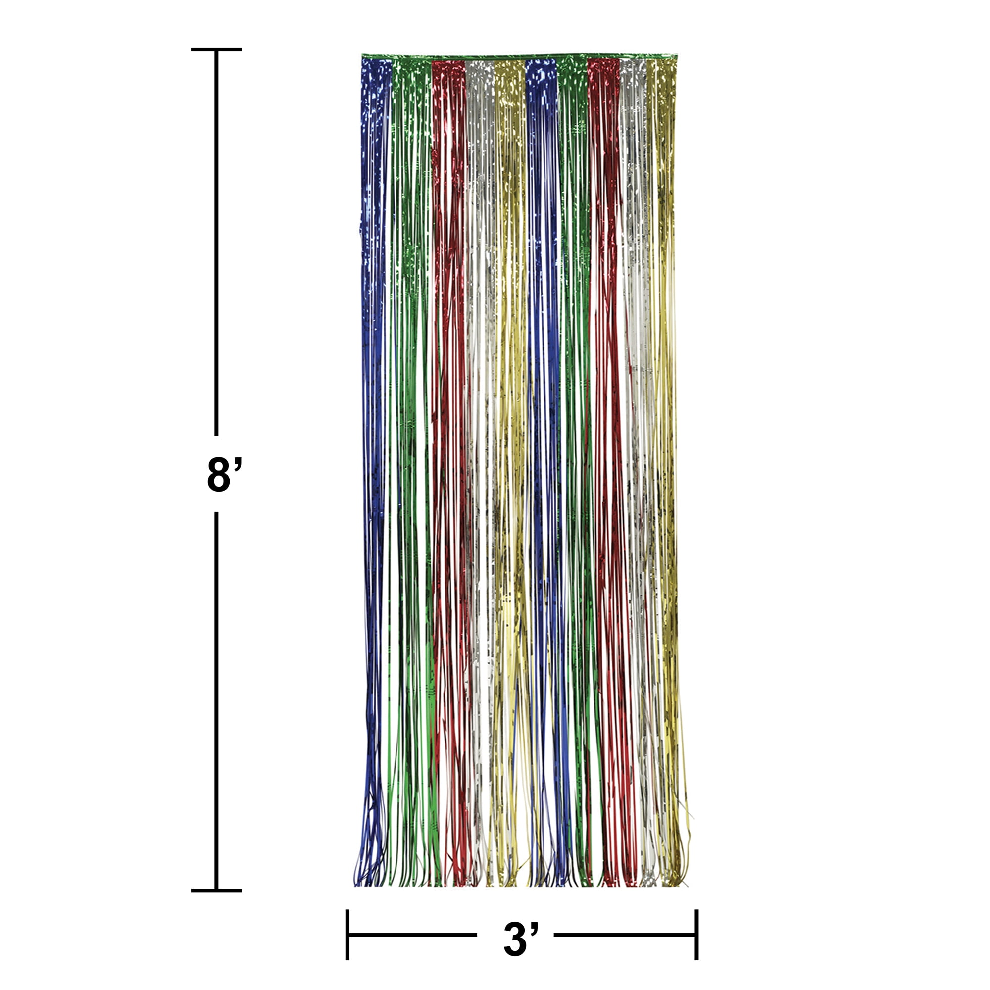 Way to Celebrate 8' x 3' Multicolor Foil Fringe Door Curtain for Parties, 2 Count