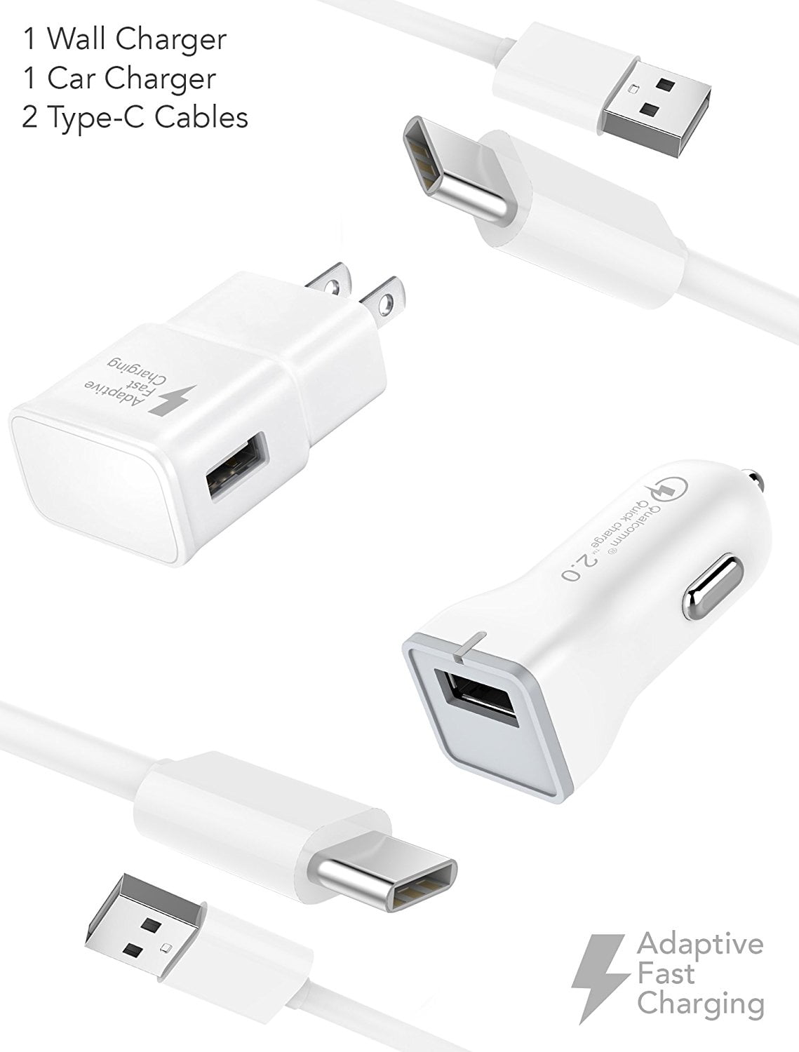 google pixel 2 fast charger type-c usb 2.0 cable set by ixir - (wall