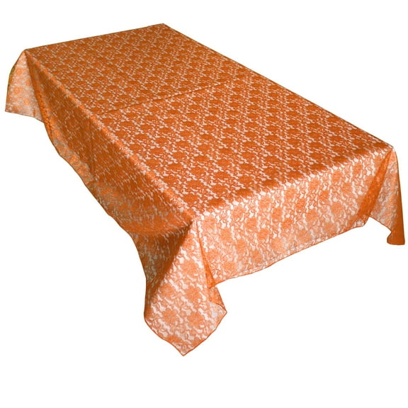 Sheer Lace Tablecloth Overlay Wedding and Party Decoration Orange