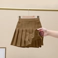 thumbnail image 4 of Girls' Pleated Mini Skirt with Undershorts - High Waist Pull-on Tennis School Uniform, Stylish Versatile for All Tops 2-14Y, Khaki, 160, 4 of 6