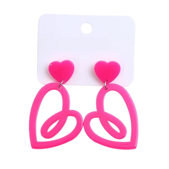 Deeceymbur Earrings Heart Shaped Earrings Valentine Day Gifts for Women Acrylic Lightweight Dangle Earrings Romantic Accessories