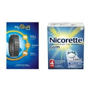 [Free MyQuit Band] + Nicorette Nicotine Gum, Stop Smoking Aid, 4 Mg, White Ice Mint, 160 Ct