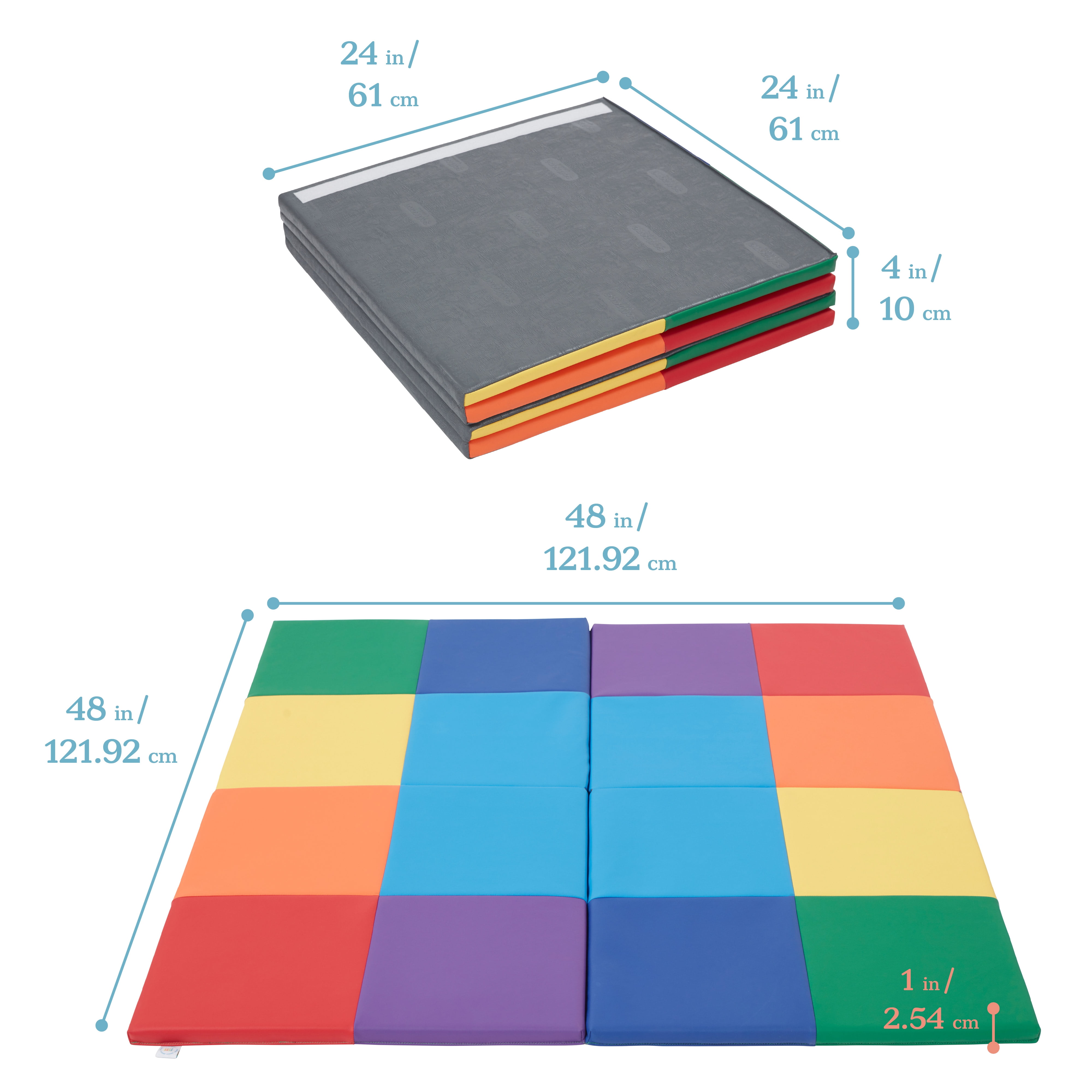 ECR4Kids SoftZone Square Dance Folding Activity Play Mat, 48in Square, Baby Essentials, Assorted