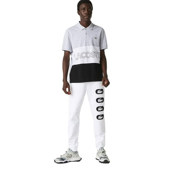 Lacoste Crocodile Print Men's Fleece Pants White-Black xh7063-51-001 (Size L)