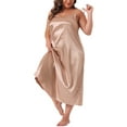 thumbnail image 4 of Agnes Orinda Plus Size Nightgowns for Women V Neck Satin Pajamas Sleeveless Cami Slip Dress Sleepwear 1X Champagne, 4 of 6