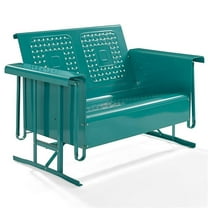 Afuera Living Metal Gliding Patio Loveseat in Turquoise Gloss