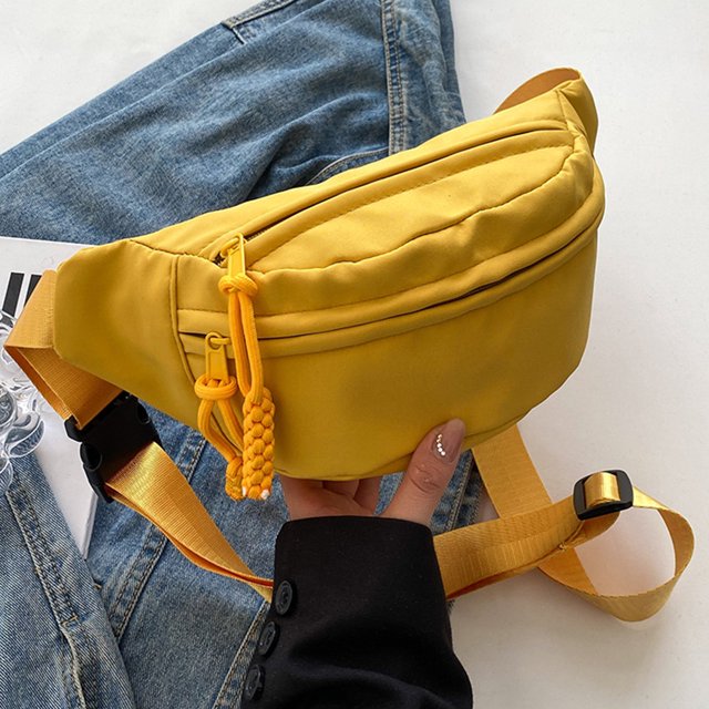 Bolso de pecho para mujer, riñonera de lona a la moda, riñonera, bolsas de viaje al aire libre (amarillo)