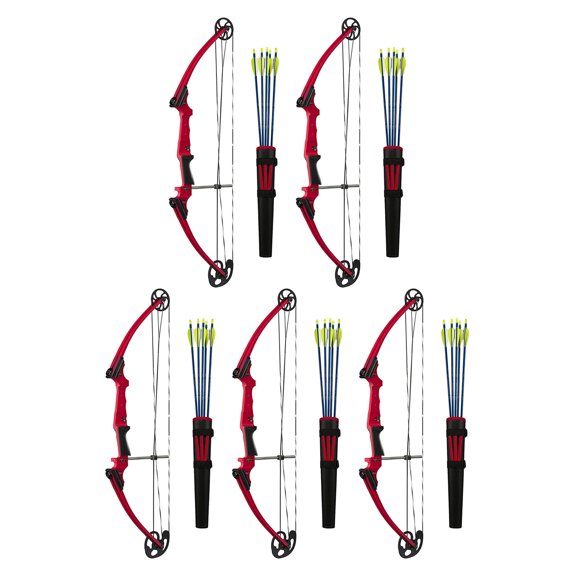 Genesis Archery Left-Handed Compound Bow Archery Kit, Red (5 Pack)