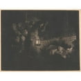 thumbnail image 2 of Rembrandt van Rijn 14x12 Black Ornate Wood Framed Double Matted Museum Art Print Titled: The Adoration of the Shepherds; a Night Piece (1657), 2 of 5
