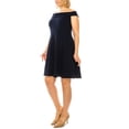 thumbnail image 2 of B Darlin Juniors Trendy Plus Off The Shoulder Fit Flare Dress Navy 14W, 2 of 3