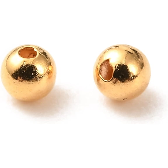 1000pcs 1000pcs Brass Round Beads 2mm Real 18K Gold Plated Beads Smooth Round Metal Spacer Beads Seamless Gold Ball Brass Beads for Layered Necklace Bracelet Jewelry Making Hole: 0.5mm