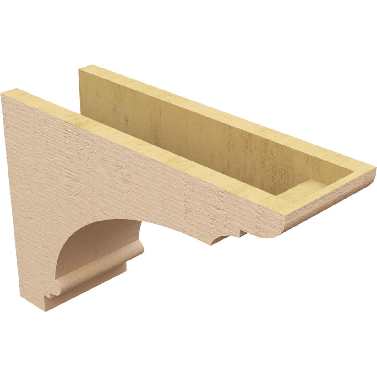 6"W x 18"D x 12"H Classic Hughes Rough Cedar Woodgrain TimberThane Corbel, Primed Tan