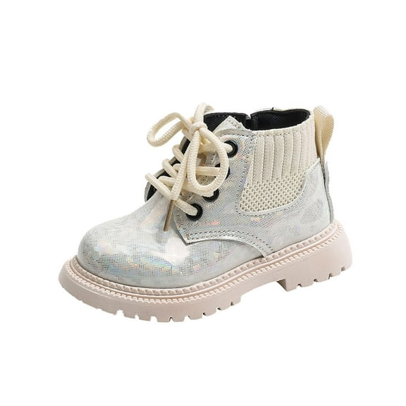 Owordtank Toddler Girl Boots Bright Color Lace Up Cute Ankle Kids Boots Fall Winter Outdoor Non Slip Short Boots