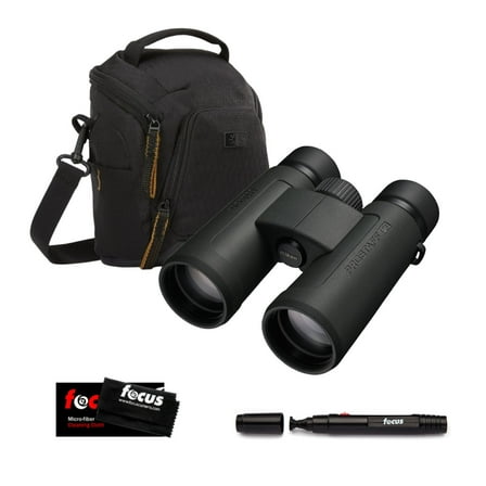 Nikon Prostaff P3 10X42 Binoculars Bundle with DSLR and Mirrorless Camera Shoulder Bag (Black), Focus Lens Cleaning Pen, and  Focus Microfiber Cleaning Cloth (4 Items)
