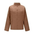thumbnail image 5 of Guieoi Jackets for Women Clearance under $10.00 Women's Fall/winter Long Sleeve Solid Color Standing Collar Jacket Jacket Long Sleeve Jacket Brown Black*Friday/Cyber*Monday Clearance, 5 of 8