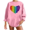 thumbnail image 2 of EQWLJWE Womens Sweatshirts with Colorful Heart Graphic Print Long Sleeve Crew Neck Rainbow Pullover Valentines Day Shirts Lightweight, 2 of 5