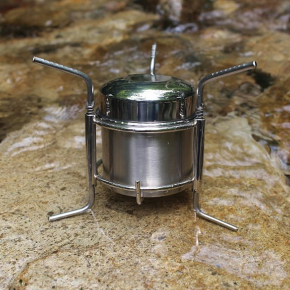 Cheers.US 190ml Alcohol Stove Portable Rustproof Stainless Steel BBQ Camping Cookware Cooking Stove for Outdoor Backpacking Hiking Traveling Grill Camping