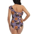 thumbnail image 5 of Sikiie Vintage Halloween Black Cat Print Women One Piece Swimsuits Tummy Control One Shoulder Bathing Suits Ruffle Swimwear, From S to XXL-Medium, 5 of 6