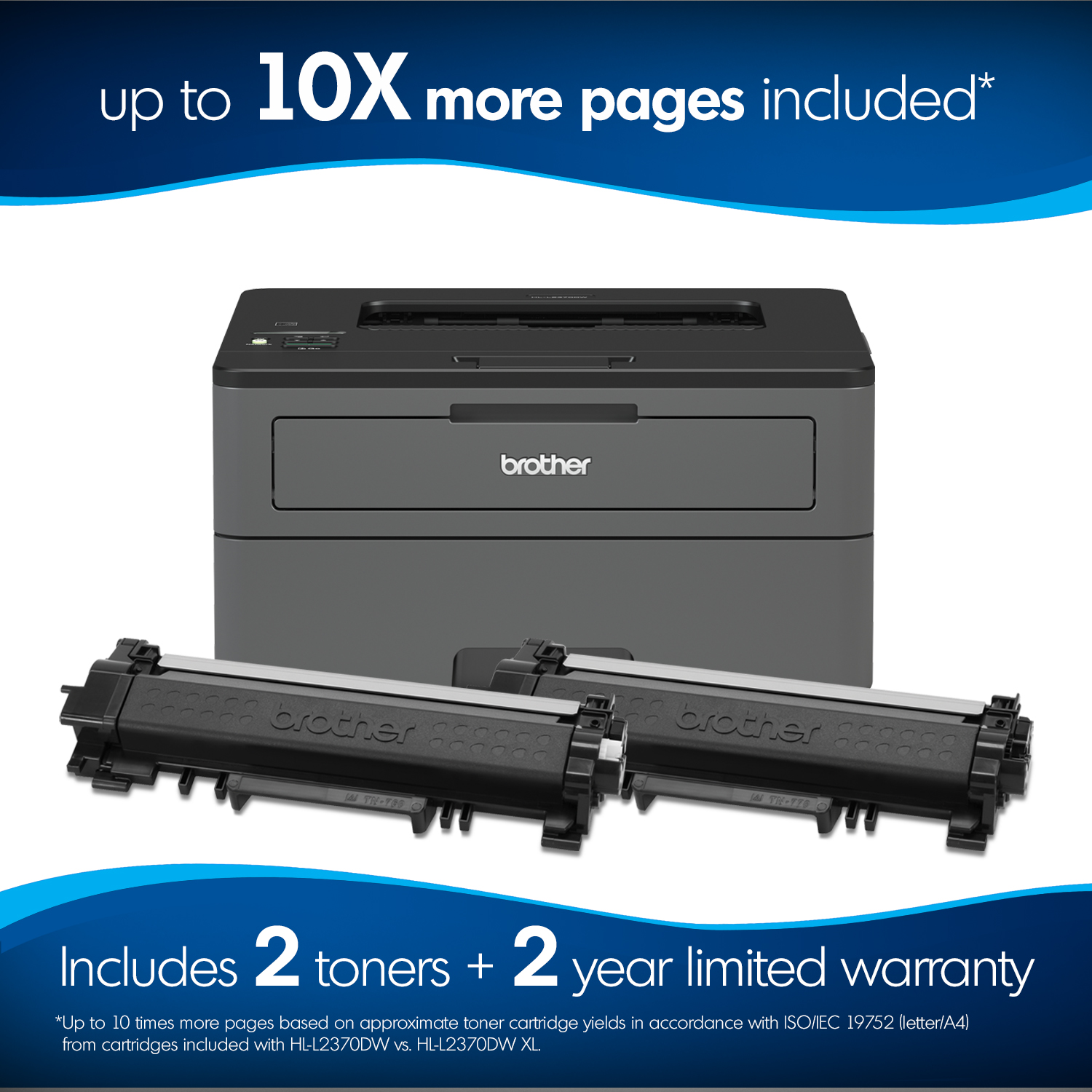 Brother HLL2370DW XL Extended Print Monochrome Laser Printer, up to 2 Years of Toner In-Box - image 2 of 9