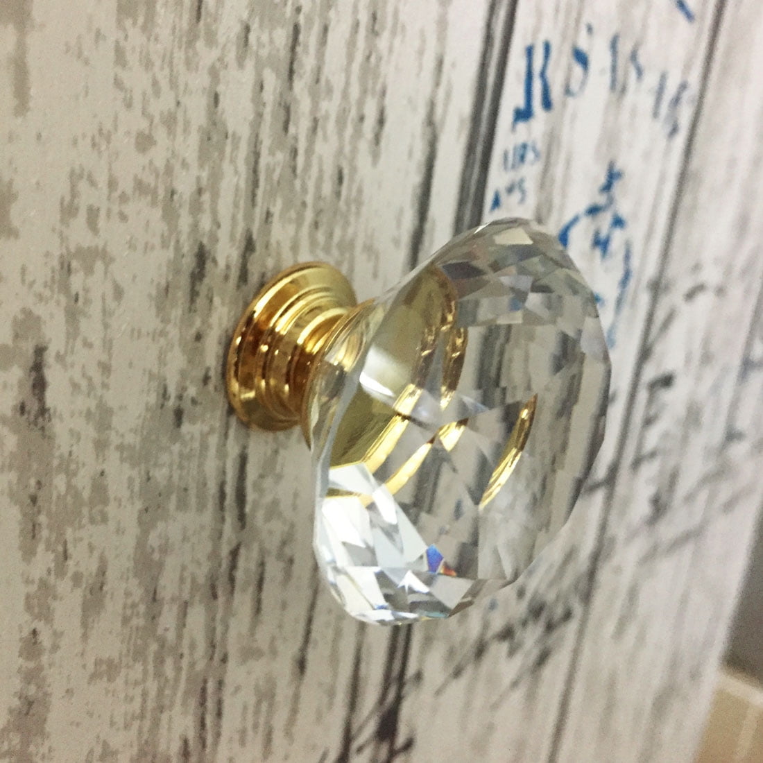 Unique Bargains 1.18" Crystal Glass Cabinet Knob Polished Chrome
