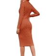 thumbnail image 3 of Autumn Winter Womens Long Sleeve Turtleneck Sweater Dresses Knitted Bodycon Midi Sheath Jumper Dresses, 3 of 4