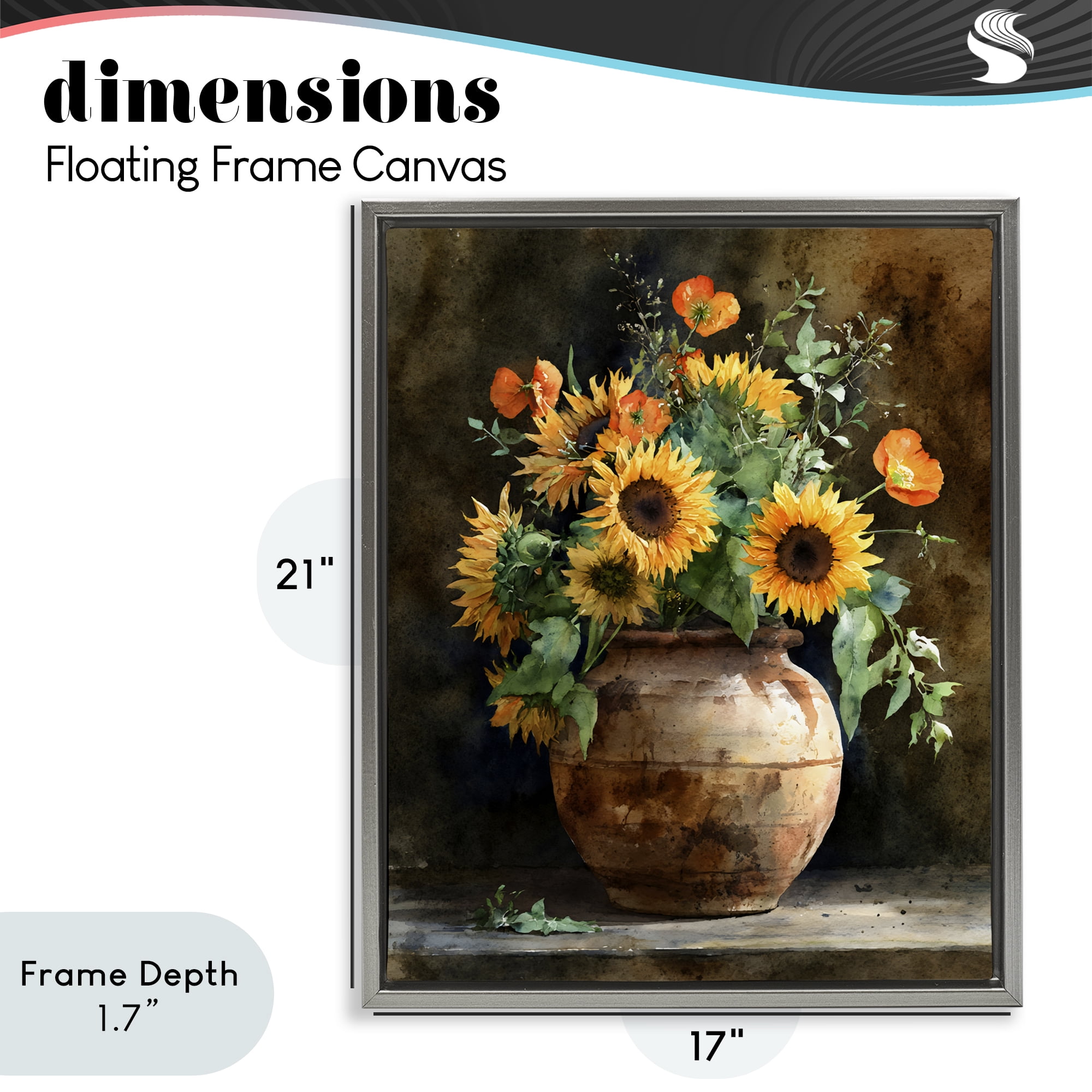 Stupell Industries Rustic Sunflower Display Gray Framed Floater Canvas Wall Art, design by Franklyn Gregory