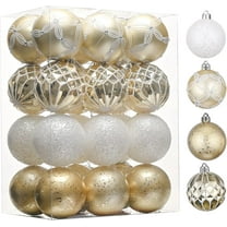 Valery Madelyn 24ct 2.36" Christmas ball Ornaments, White Gold Shatterproof Ornaments for Holiday Decor