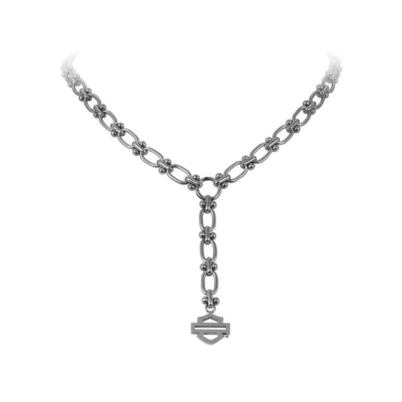 Harley-Davidson Women's Ball & Bar Oval Links Y Necklace - Stainless Steel, Harley Davidson