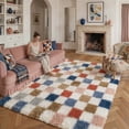 thumbnail image 4 of BERTHMEER 8'x10' Large Shag Area Rugs for Living Room Bedroom Dining Room Plush Pile Soft Checkered Fluffy Geometric Modern Indoor Carpets Rugs,Multicolor, 4 of 7