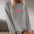 thumbnail image 2 of NIEWTR Crewneck Sweatshirt for Women Long Sleeve Loose Fit Casual Pullover Tunic Tops with Pocket(Grey,L), 2 of 4