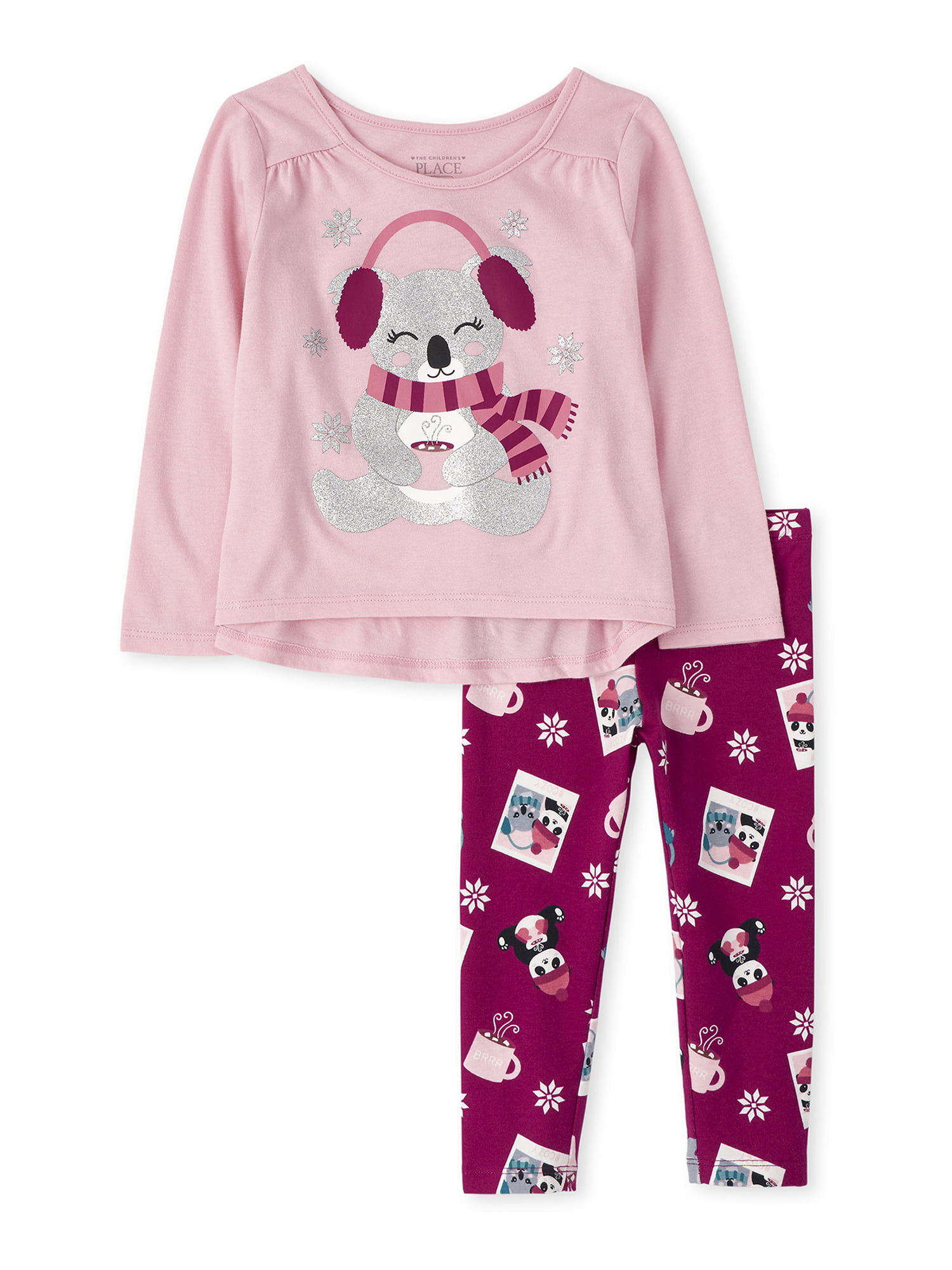 The Childrens Place Girls Long Sleeve Top and Pants Pajama Set 
