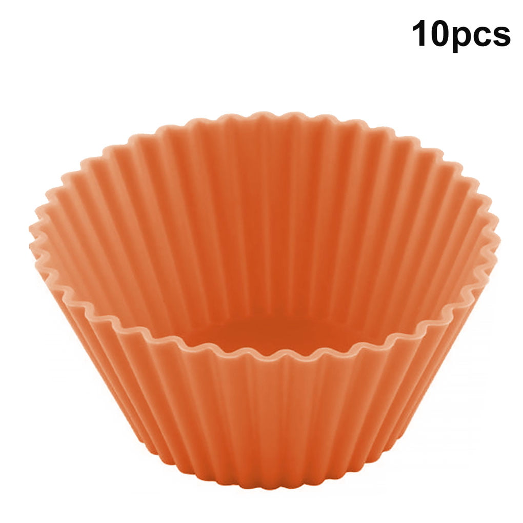 10Pcs Silicone Muffin Cups Cupcake Liners Reusable Round Cake Cup Non-Stick...