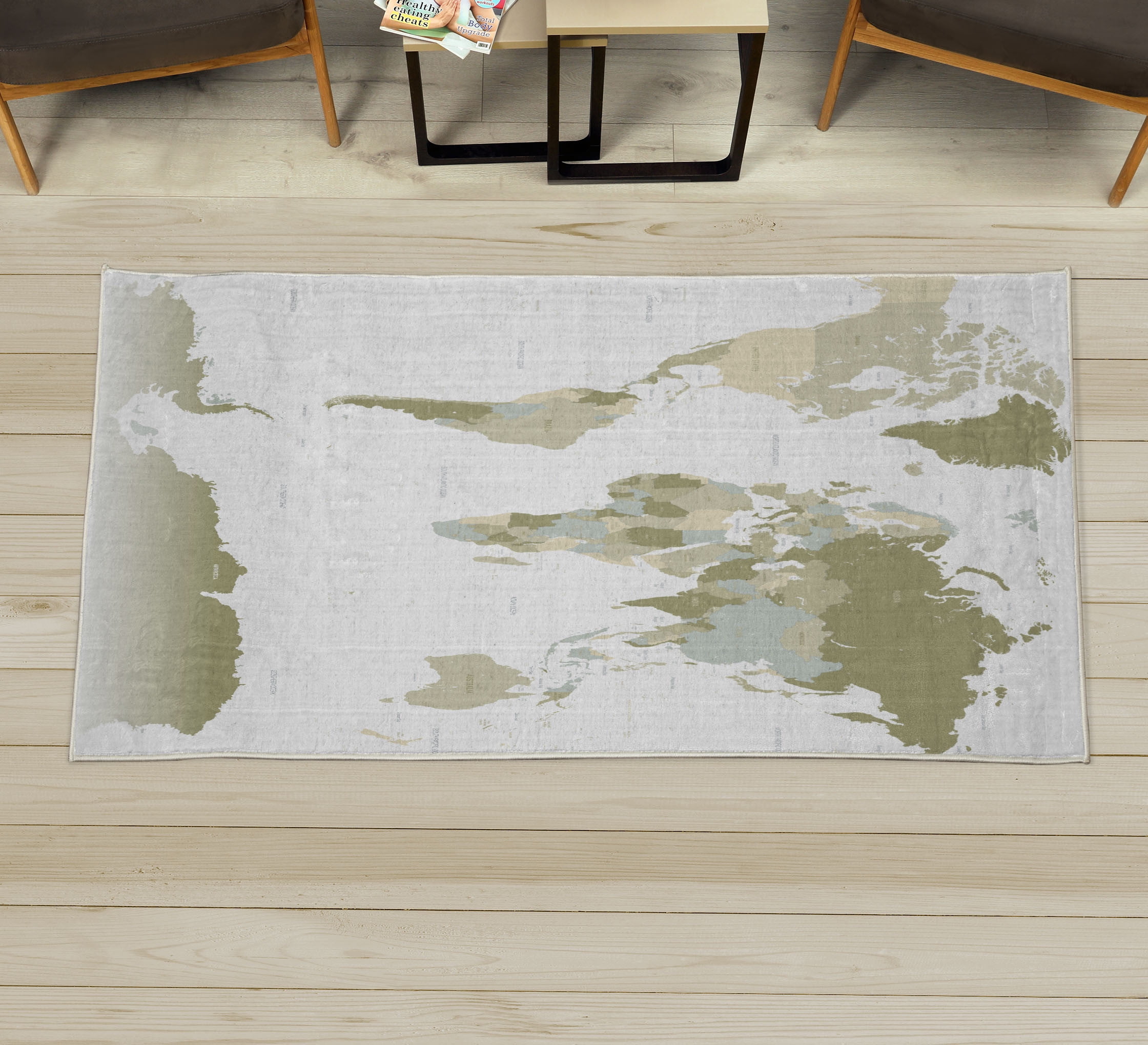 Earth Decorative Rug, Detailed World Map with All Countries Major ...