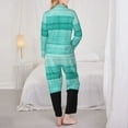 thumbnail image 5 of Kll Teal Turquoise Print Women'S Long Sleeve Pajamas With Pants Sleepwear Loungewear 2 Set-X-Large, 5 of 9