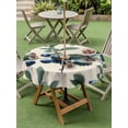 thumbnail image 4 of Outdoor Tablecloths with Umbrella Hole & Zipper, Blueberry Spring Leaves Round Tablecloth 54 Inch, Beige Botanical Branches Waterproof Table Cloth, Patio/Pool/Picnic Table Covers, 4 of 8