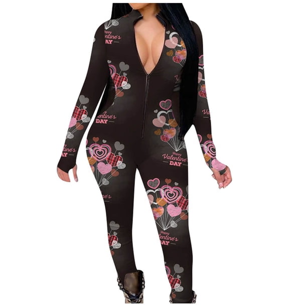 Mono informal de moda sexy con estampado del día de San Valentín para mujer Fridja hfkajh102985