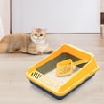 thumbnail image 1 of Arenero para gatos abierto por arriba, arenero para gatos con laterales altos y entrada baja, protección contra salpicaduras, arenero para gatos Azul Amarillo, 1 of 8