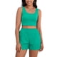 thumbnail image 1 of Conjuntos de 2 piezas para mujer ATHLECHIC, tops cortos de punto acanalado y pantalones cortos con bolsillo en verde, 1 of 5